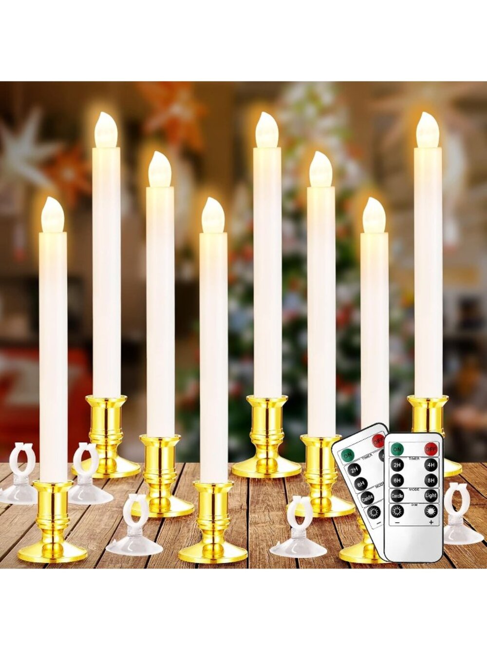 New 8 Pack LED Battery Operated Christmas Candles for Windows